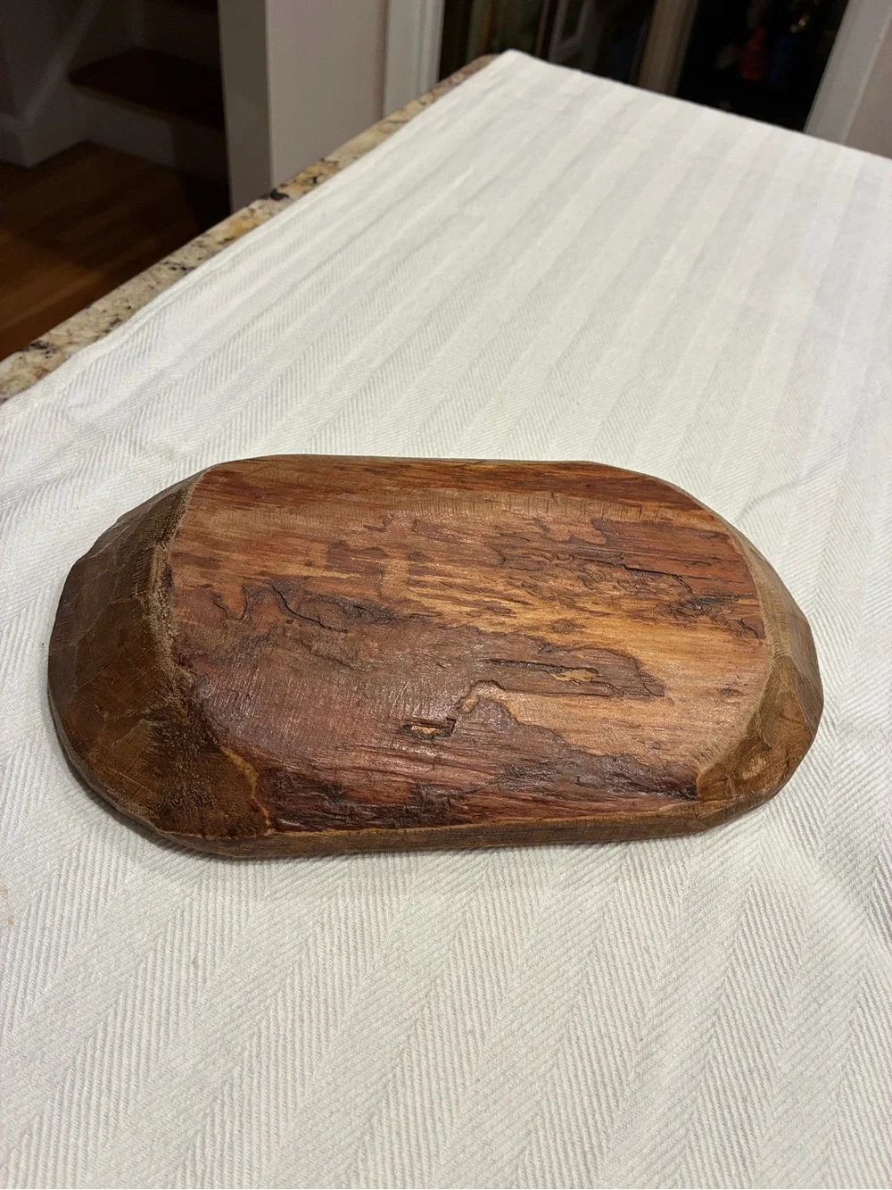 Carved wooden dough bowl